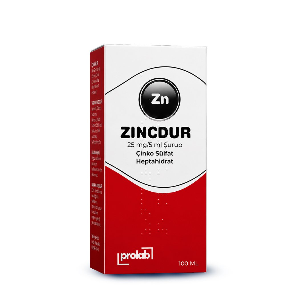 ZINCDUR 25 mg/5 ml Şurup Çinko Sülfat Heptahidrat